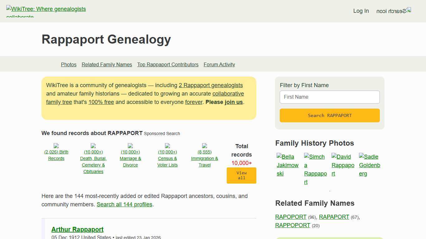 Rappaport Genealogy WikiTree FREE Family Tree